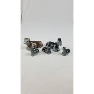 Vtg ceramic figurine barn animal cow horse foal home décor set of 5 farmhouse